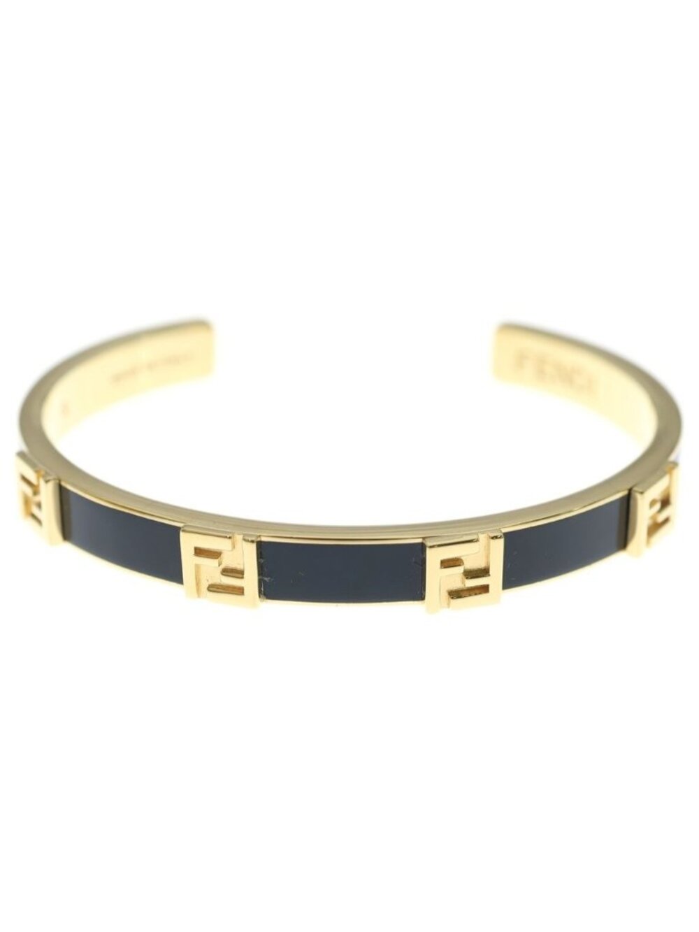 Fendi Forever Bracelet Bangle Black Gold Metal